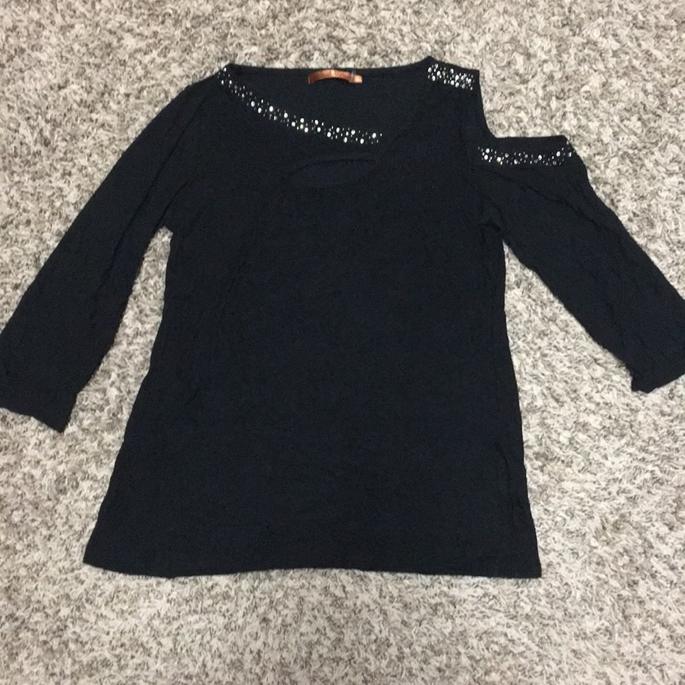 3/4 Length Black Top with Rhinestones